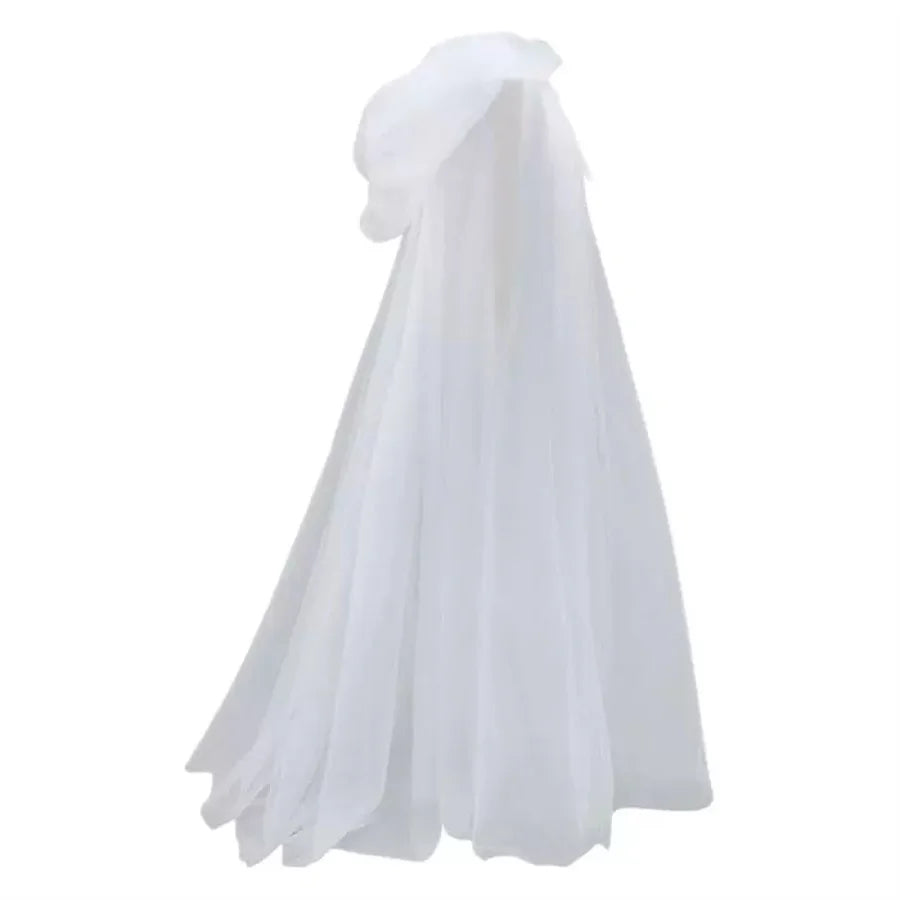 Halloween  cosplay - ghost costume with hooded cloak, death god witch net-like long dress, full-length performance outfit