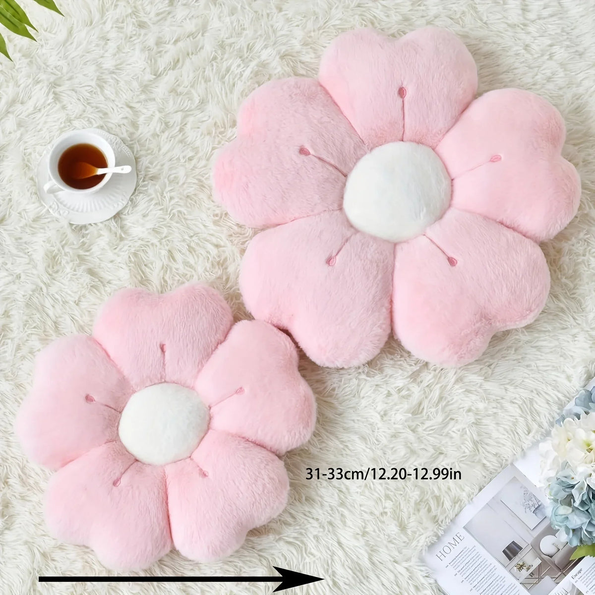 Daisy Flower Plush Cushion – Soft Decorative Flower-Shaped Pillow for Bed & Sofa, Polyester Cotton Comfort Cushion