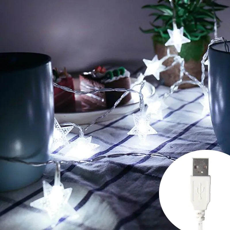 LED Star Fairy Lights, 1.5–10M Star String Lights with 10–80 LEDs, Warm White & White Decorative Garland Lights for Christmas, Wedding, Party, Garden & Home Decor