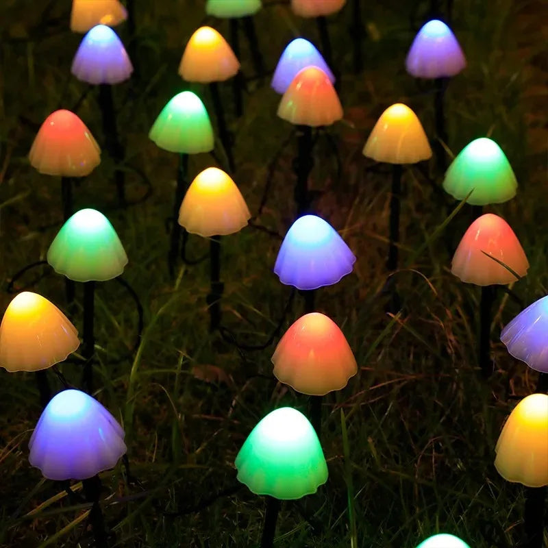 Solar Mushroom String Lights 5M, IP65 Waterproof LED Garden Lights for Outdoor Patio, Terrace, Pathway, Yard & Landscape Decor