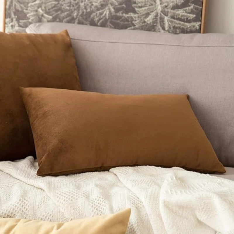 Decorative Velvet Pillow Cover for Sofa, Nordic Retro Style Solid Square Throw Cushion Case, Woven Plain Pillowcase for Living Room, Bedroom, Chair & Home Decor