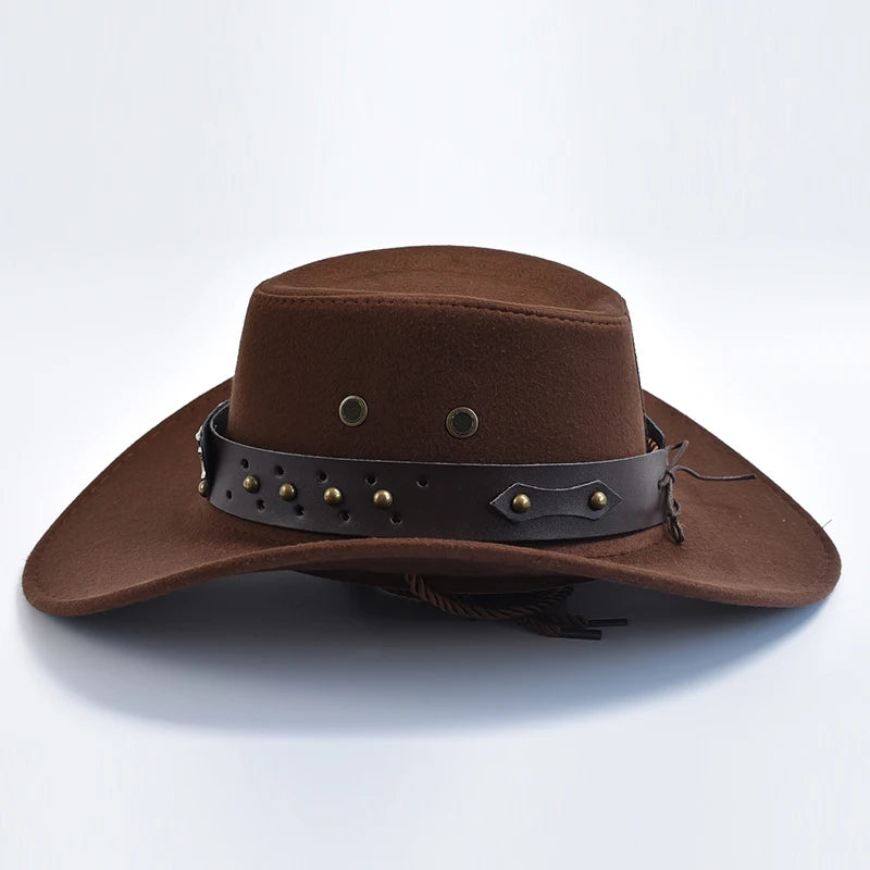 New Artificial Suede Western Cowboy Hats Vintage Big-edge Gentleman