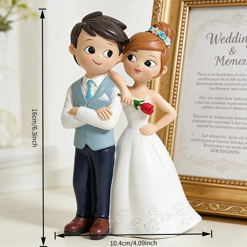 Romantic Wedding Couple Figurine – Resin Bride & Groom Cake Topper, Wedding Decor & Bridal Shower Gift