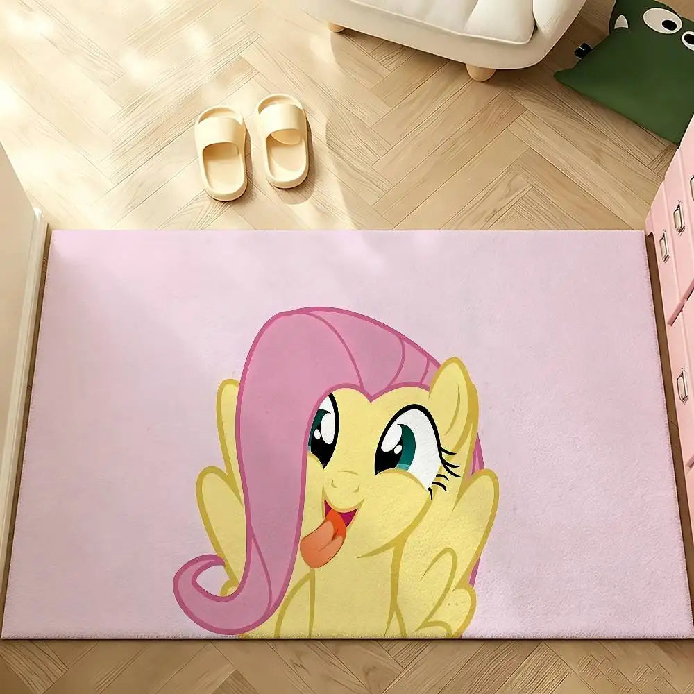 My Little Pony Kawaii Anime Rug, Cute Cartoon Polyester Floor Mat with Anti-Slip Backing, Soft Absorbent Carpet for Bathroom, Bedroom, Living Room & Entryway