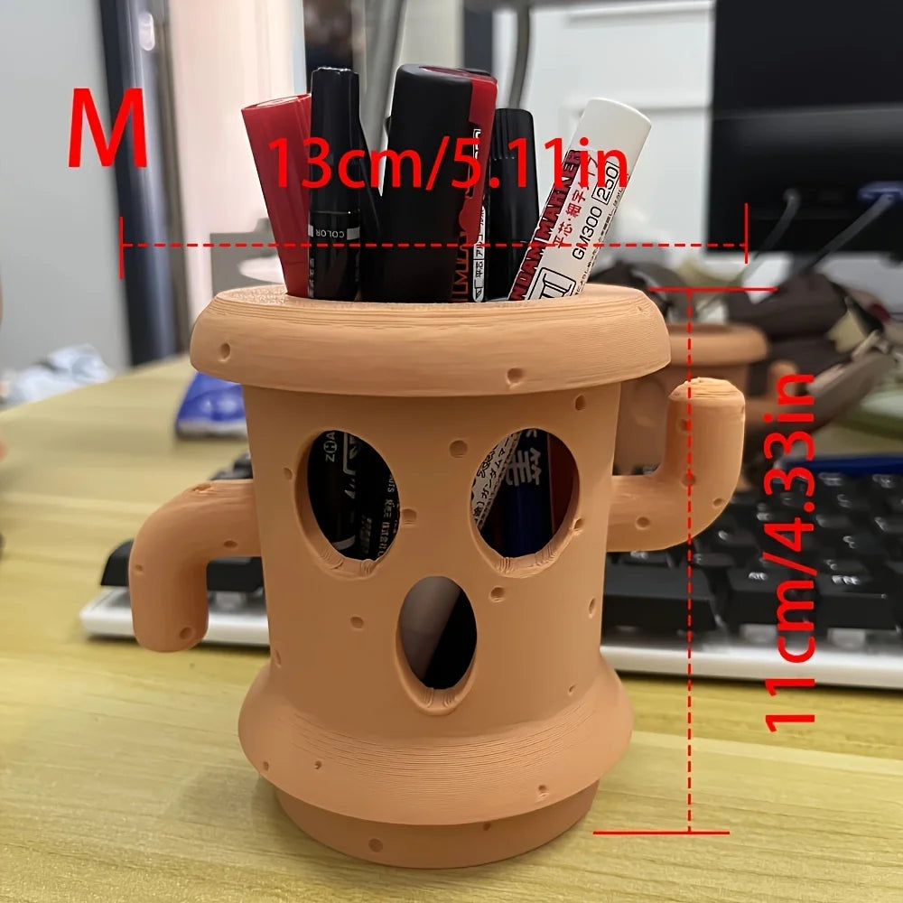 Cute Gyroid Succulent Planter, Adorable Desktop Plant Pot & Air Plant Holder, Small Decorative Desk Organizer and Pen Holder for Home, Office & Gift Decor