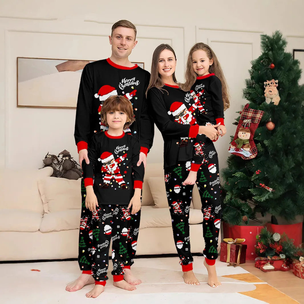 2026 New Christmas Family Matching Pajamas Santa Claus Print Adult and Children's Pajama Set Soft Sleepwear Xmas Family Look Pjs