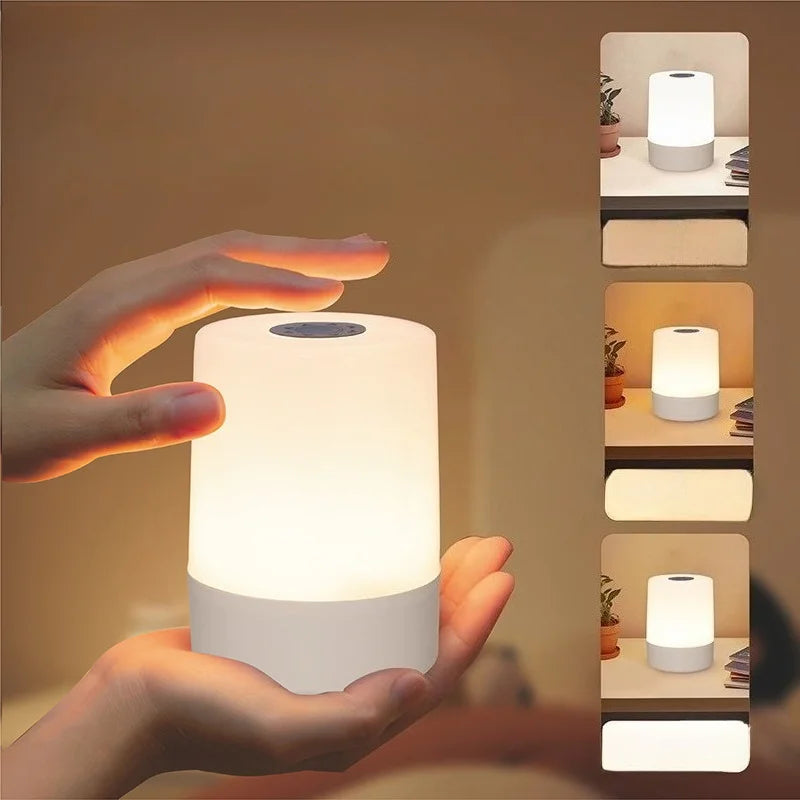 LED Bedside Night Light – Dimmable Touch Table Lamp with USB Charging