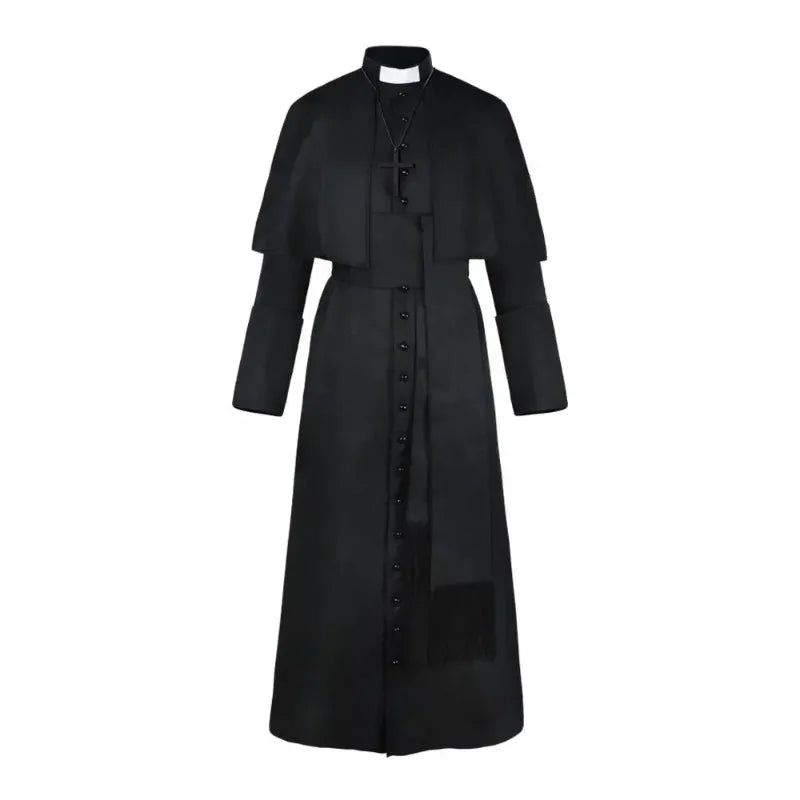 Halloween Costumes Medieval Priest Cosplay Solid Color Spiritual Father Costumes Button Masquerade Party Costume