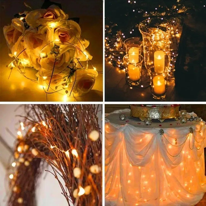 Battery Powered String Lights, 10–100 LED Copper Wire Fairy Lights for Christmas, Wedding, Camping, Holiday Party, Flower & Home Decor