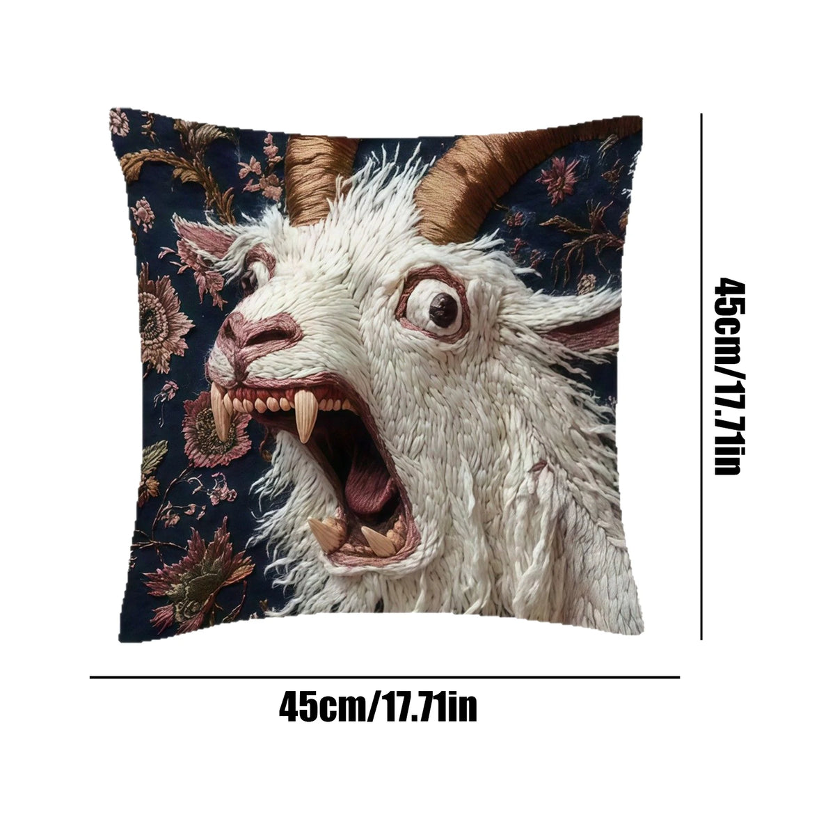 Cute Alpaca Pillow Cover 45×45cm, 2D Flat-Printed Cartoon Animal Cushion Case, Retro Alpaca Throw Pillowcase for Sofa, Bedroom, Living Room, Dorm, Nursery & Car Decor