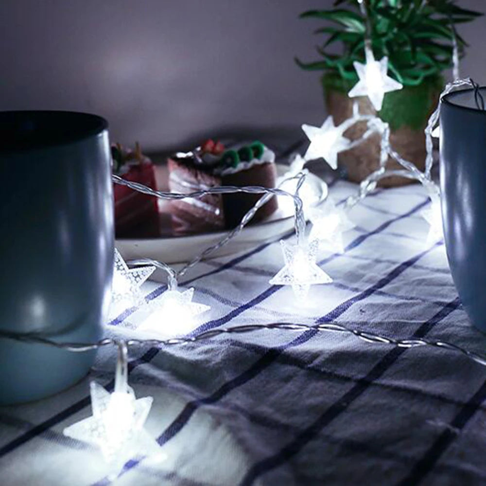 LED Star Fairy Lights, 1.5–10M Star String Lights with 10–80 LEDs, Warm White & White Decorative Garland Lights for Christmas, Wedding, Party, Garden & Home Decor