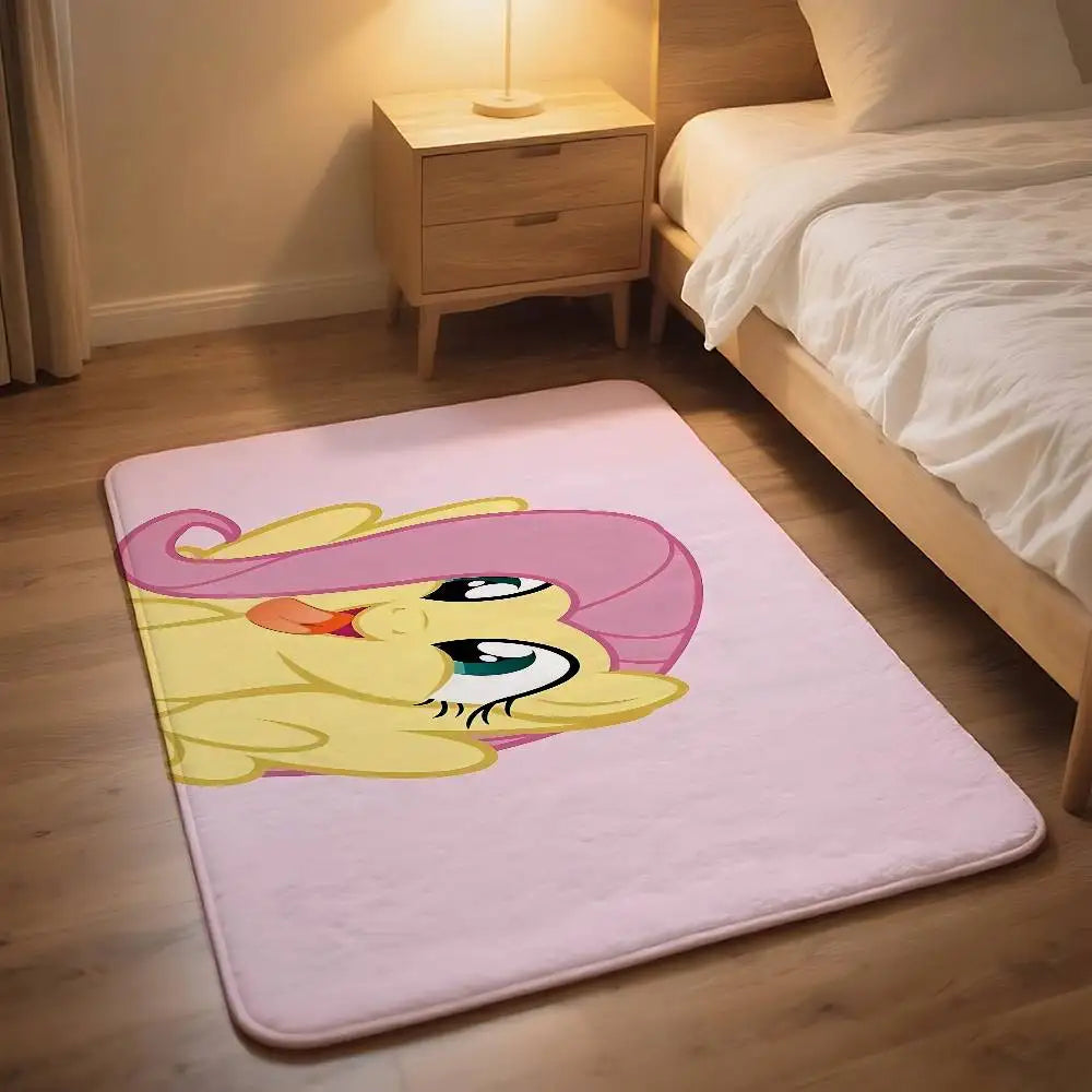 My Little Pony Kawaii Anime Rug, Cute Cartoon Polyester Floor Mat with Anti-Slip Backing, Soft Absorbent Carpet for Bathroom, Bedroom, Living Room & Entryway