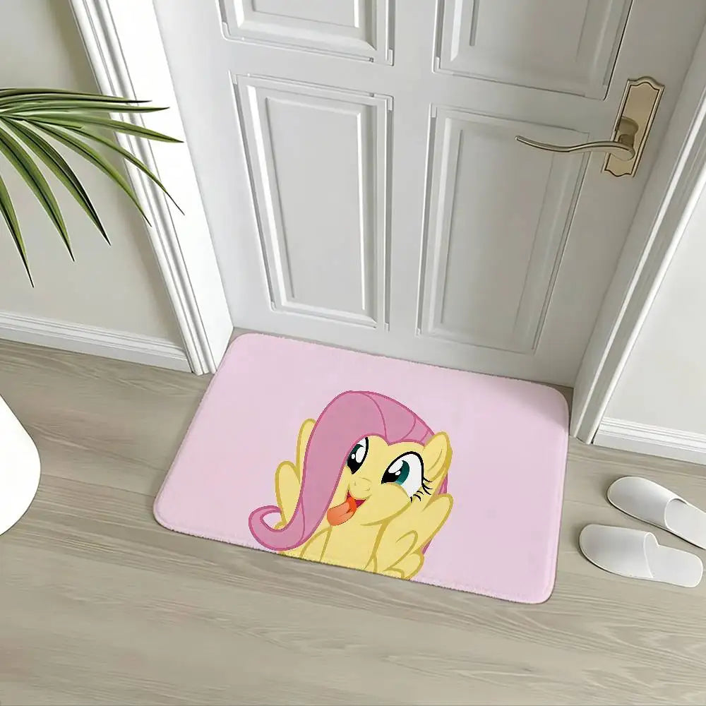 My Little Pony Kawaii Anime Rug, Cute Cartoon Polyester Floor Mat with Anti-Slip Backing, Soft Absorbent Carpet for Bathroom, Bedroom, Living Room & Entryway