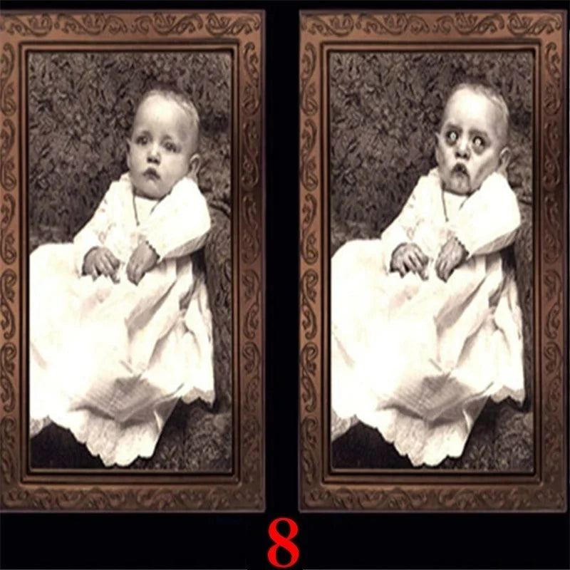 Halloween Party Horror Props 3D Changing Face Ghost Picture Frame Scary Wall Hanging Ornament Haunted House Atmosphere Decor