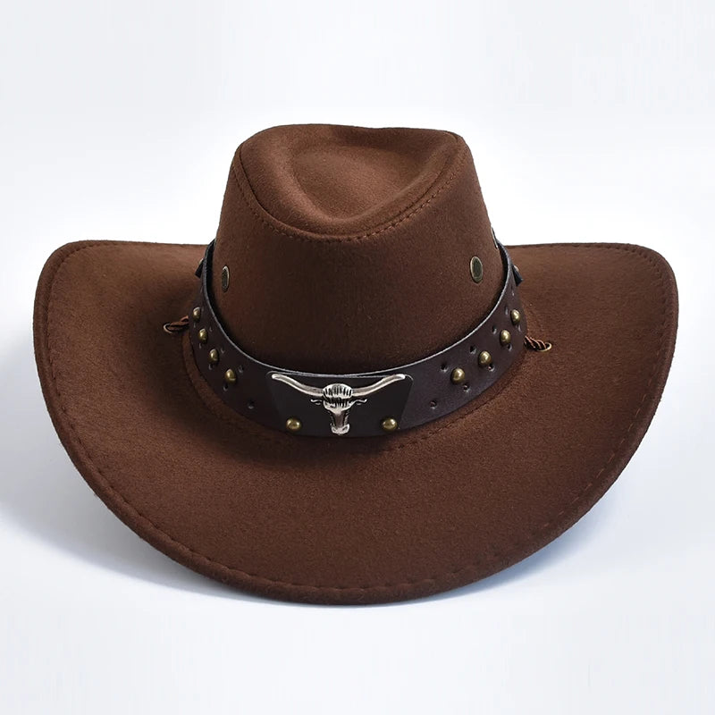 New Artificial Suede Western Cowboy Hats Vintage Big-edge Gentleman