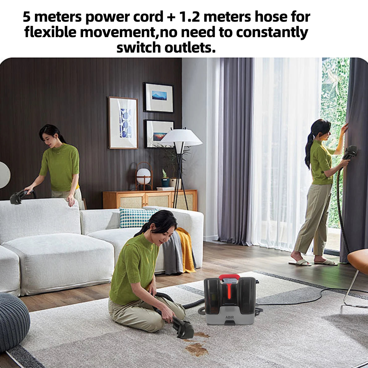 ABIR G80 Handheld Carpet & Upholstery Cleaner – 15,000Pa Wet & Dry Vacuum for Sofa, Carpet, Car & Pet Cleaning