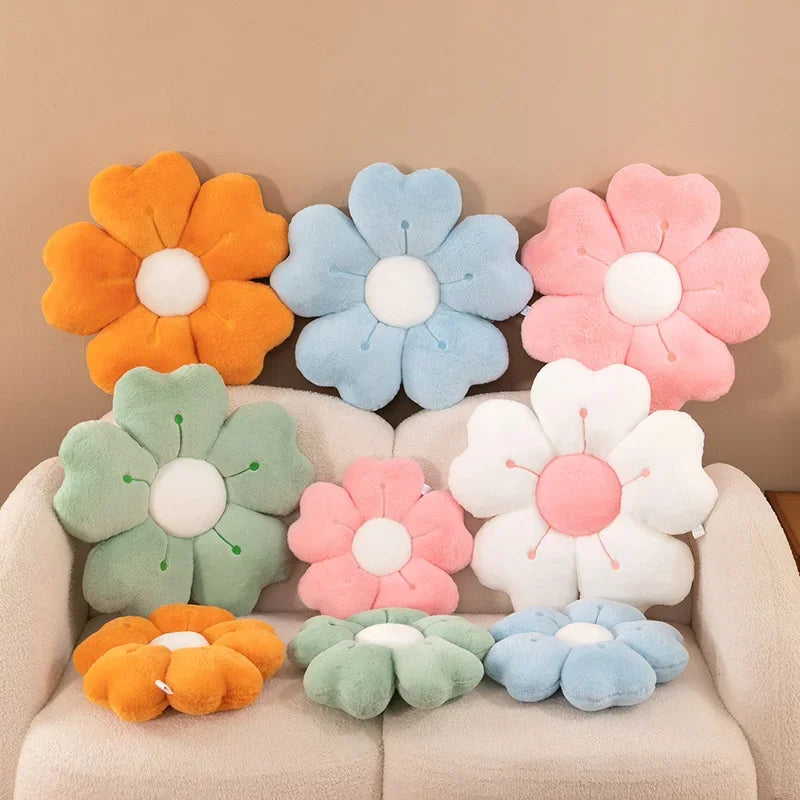 Daisy Flower Plush Cushion – Soft Decorative Flower-Shaped Pillow for Bed & Sofa, Polyester Cotton Comfort Cushion