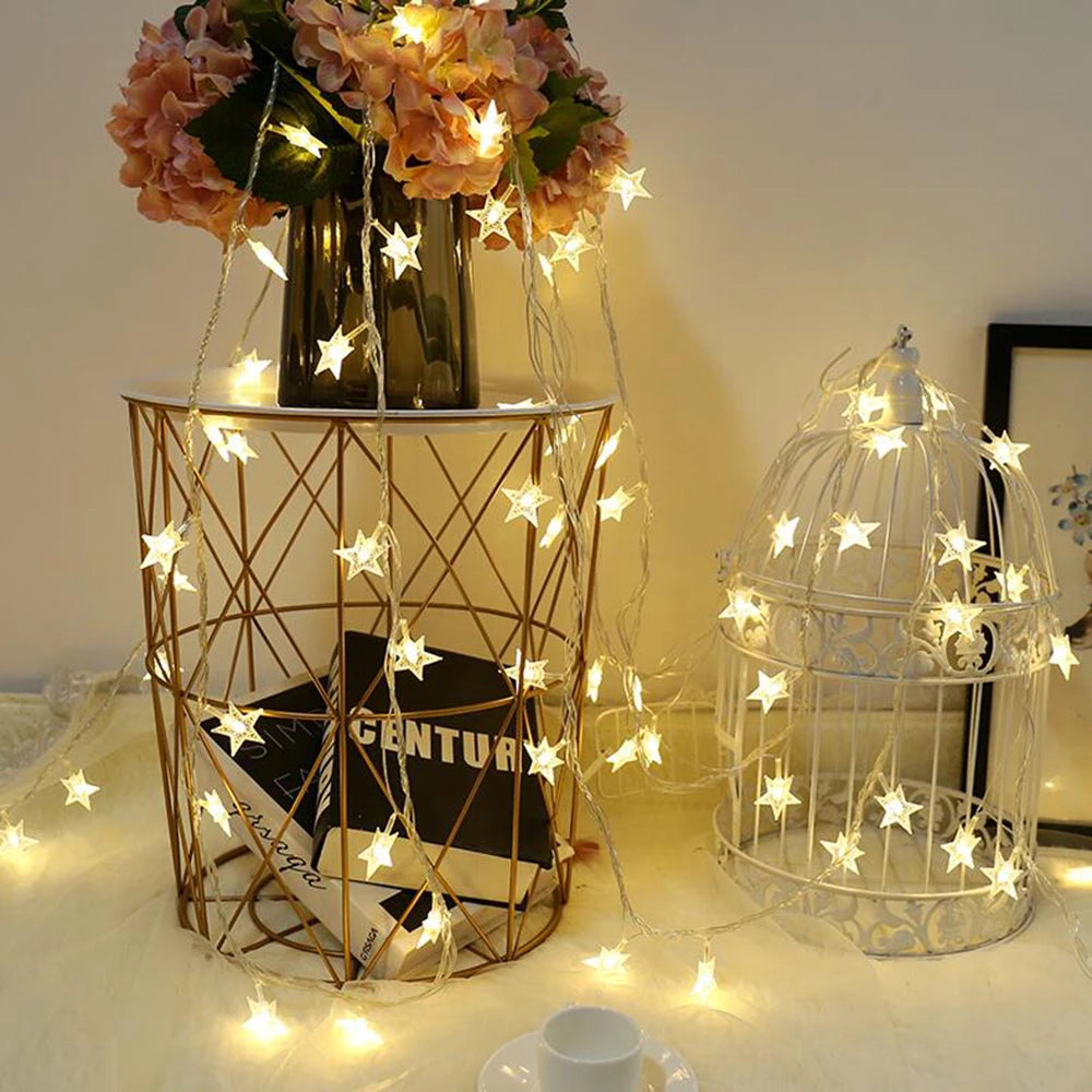 LED Star Fairy Lights, 1.5–10M Star String Lights with 10–80 LEDs, Warm White & White Decorative Garland Lights for Christmas, Wedding, Party, Garden & Home Decor