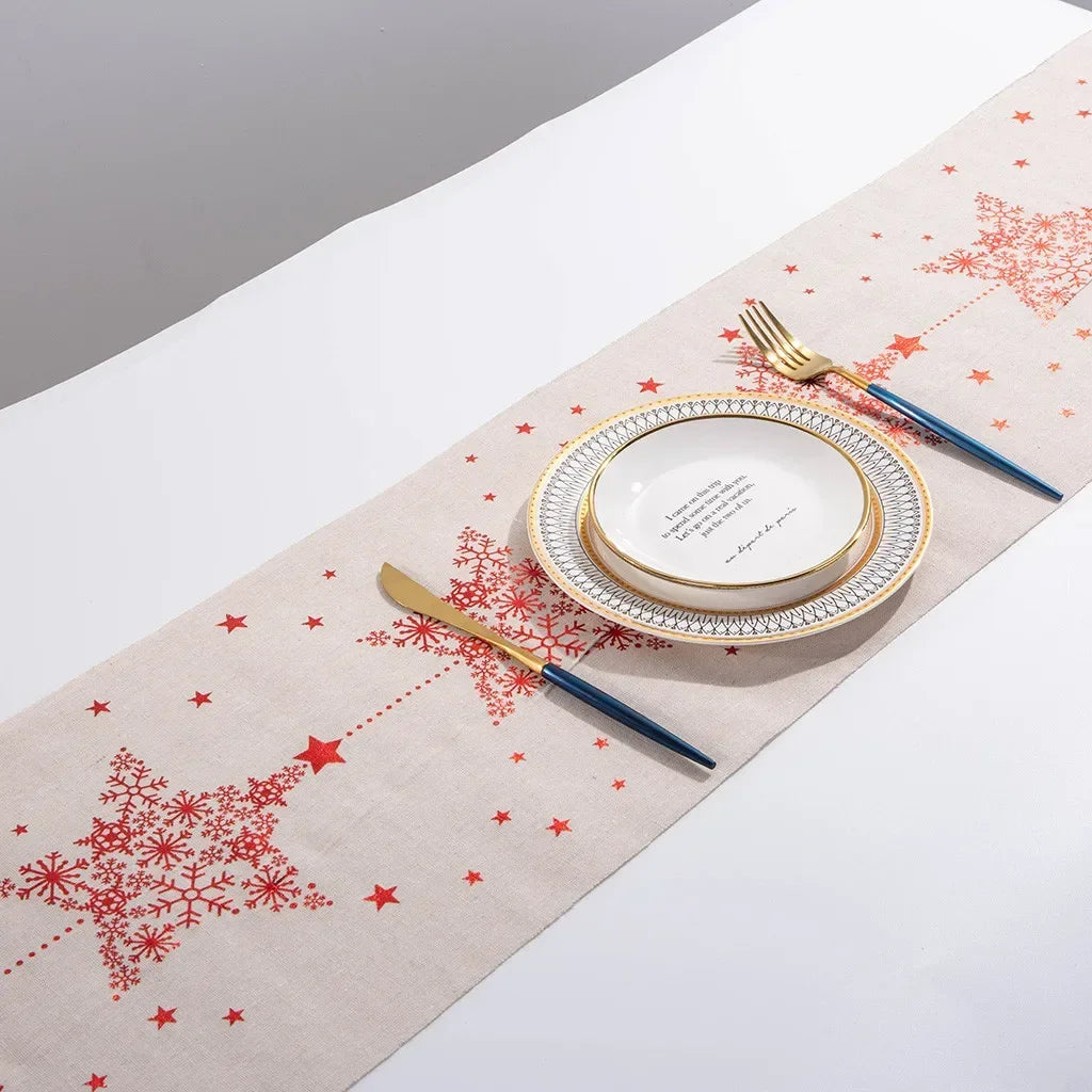 Christmas Table Runner with Embroidered Snowflakes, White Festive Holiday Tablecloth 28×270cm, Rustic Christmas Dining Table Decor for Home, Party, Wedding & Dinner