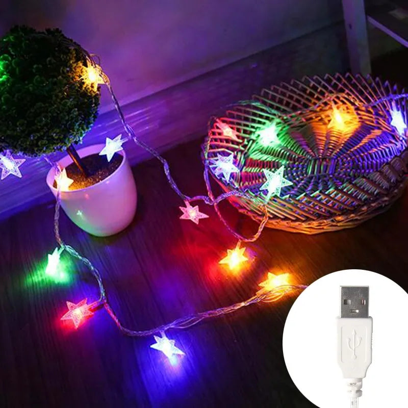 LED Star Fairy Lights, 1.5–10M Star String Lights with 10–80 LEDs, Warm White & White Decorative Garland Lights for Christmas, Wedding, Party, Garden & Home Decor