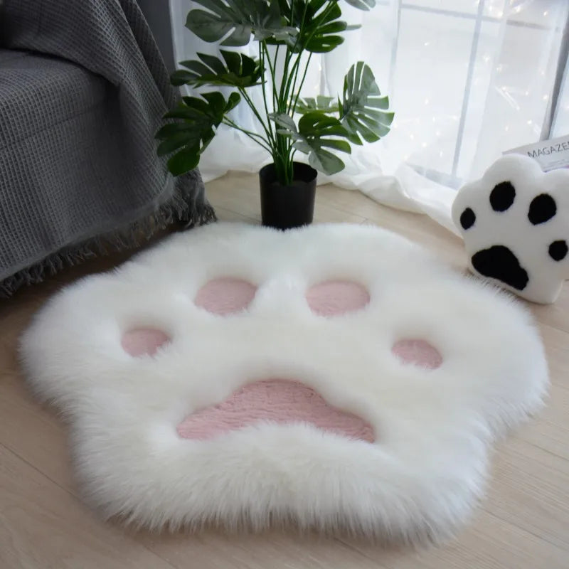 Cat Paw Rug 60–90cm, Soft Plush Polyester Carpet with Anti-Slip PVC Backing, Cute Animal Floor Mat for Living Room, Bedroom & Home Decor