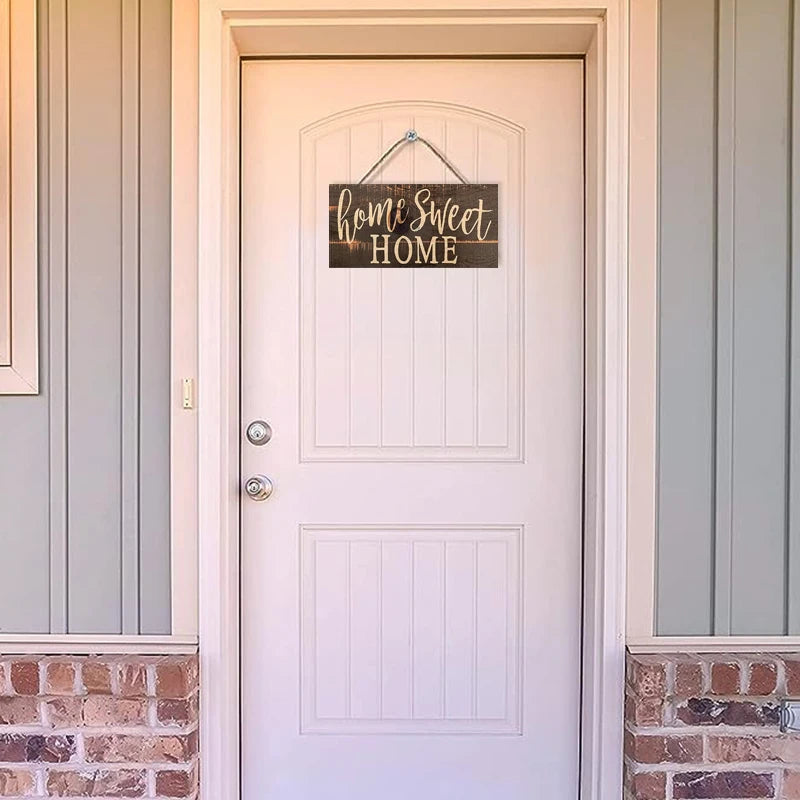 Rustic “Home Sweet Home” Wooden Wall Hanging Sign, Vintage Wood Art Plaque for Living Room, Front Door, Entryway & Home Decor, Decorative Door Sign