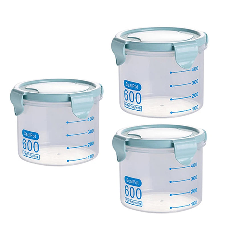 Kitchen Food Storage Canisters With Scale Multigrain Organizer Sealed Jar Plastic Moisture-Proof Can Air-Tight Storage Tank Set