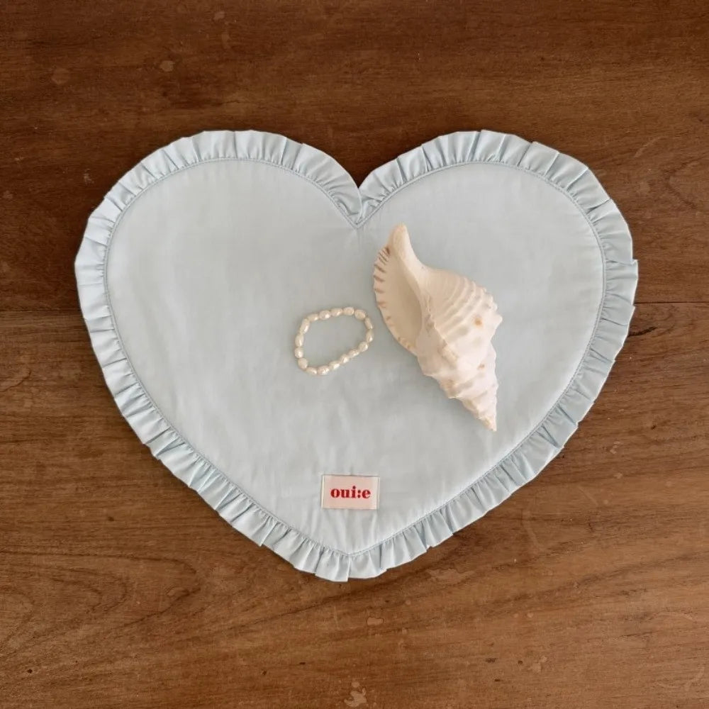 New Heart-shaped Placemats Dining Table Plaid Loving Western Food Mats Decorative Pleated Lace Fabric Coaster Home Decor