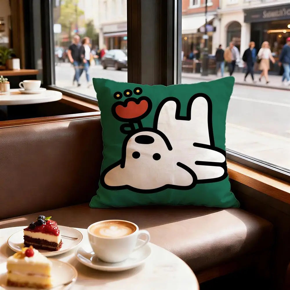 Cute Puppy Meme Cushion Cover, Double-Sided Printed Plush Pillowcase, Square Decorative Throw Pillow Cover for Sofa, Bed, Chair, Car, Office & Living Room Decor