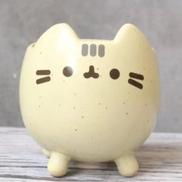 Cute Cat Succulent Pot with Drainage Hole, Small Ceramic Flower Planter, Animal Desktop Flowerpot for Home, Office, Garden, Bonsai & Gift Decor