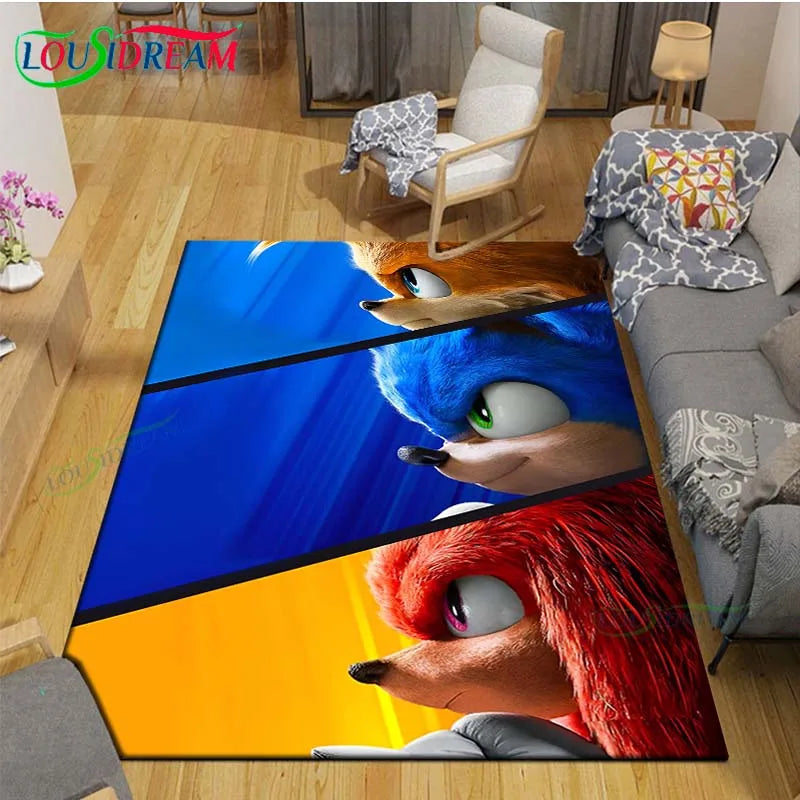 3D Cartoon Area Rug, Printed Polyester Crystal Velvet Carpet with Non-Slip Backing, Cute Kids Bedroom & Living Room Mat for Playroom, Nursery, Home & Decor