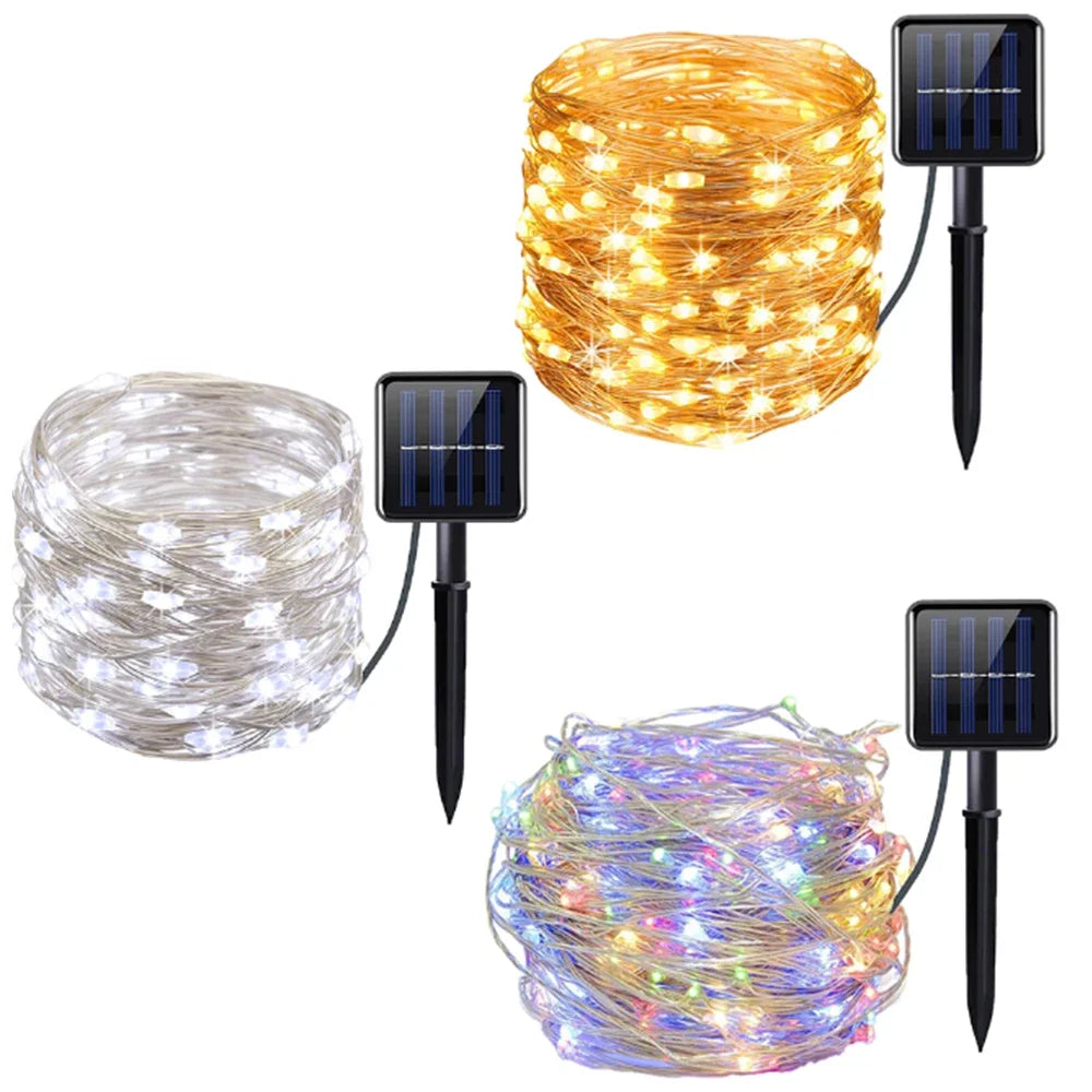 Solar String Fairy Lights 7M–32M, IP65 Waterproof LED Outdoor Garden Lights for Pathway, Patio, Wedding, Christmas, Yard & Street Decoration