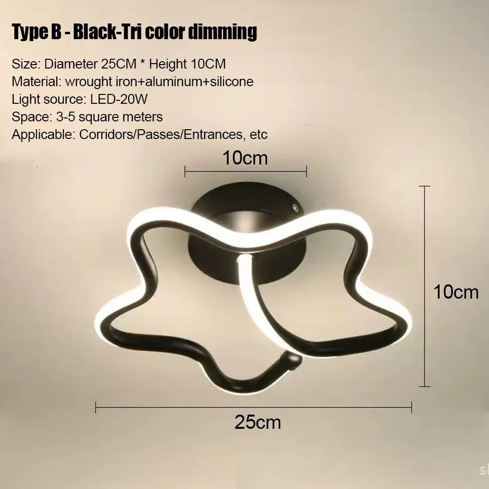 Modern LED Ceiling Light – Multi-Shape Minimalist Flush Mount Lamp with 3-Color Lighting