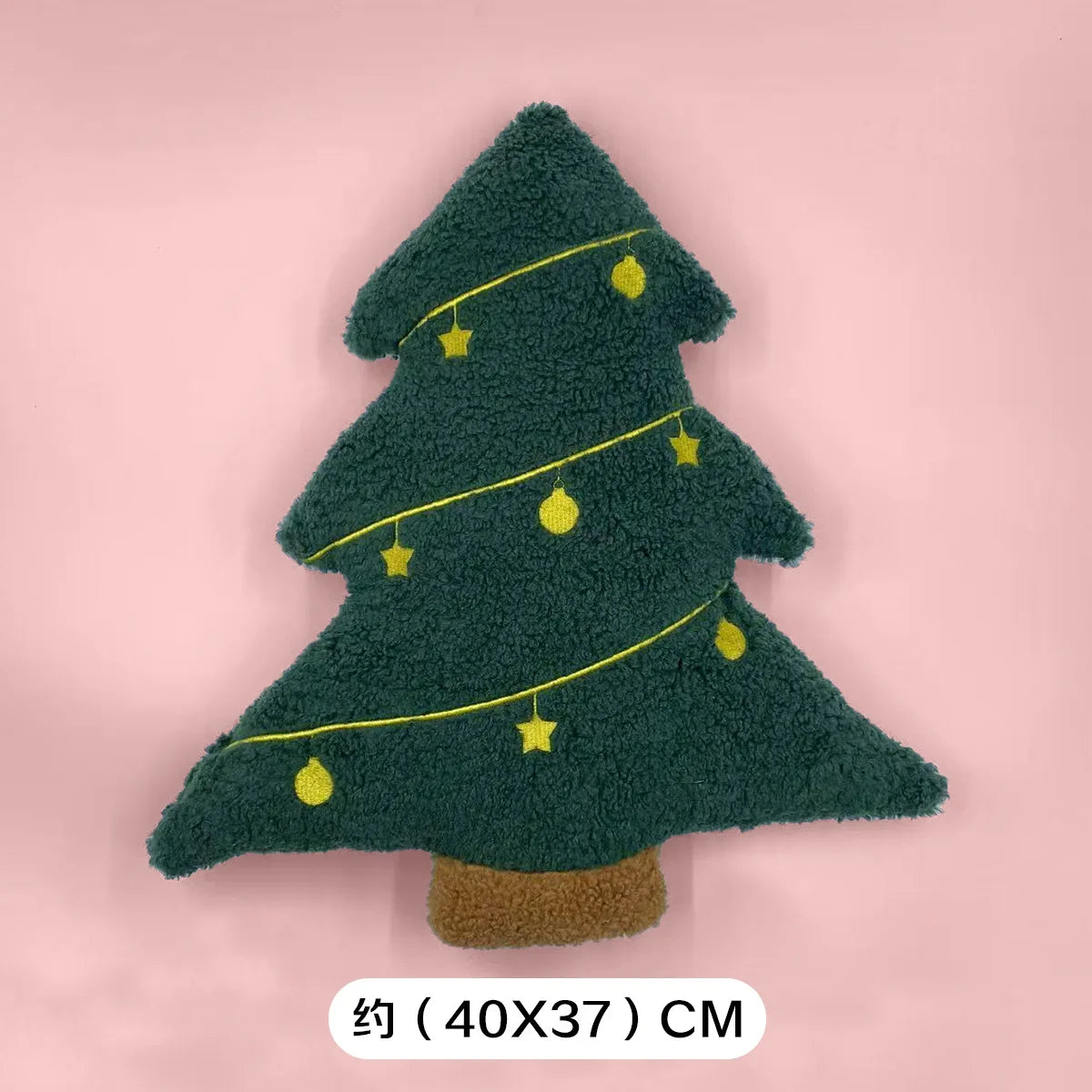 Christmas Tree Plush Pillow 30×25cm – Soft Green Xmas Throw Cushion for Sofa, Bed & Chair, Festive Holiday Home Decor & Gift