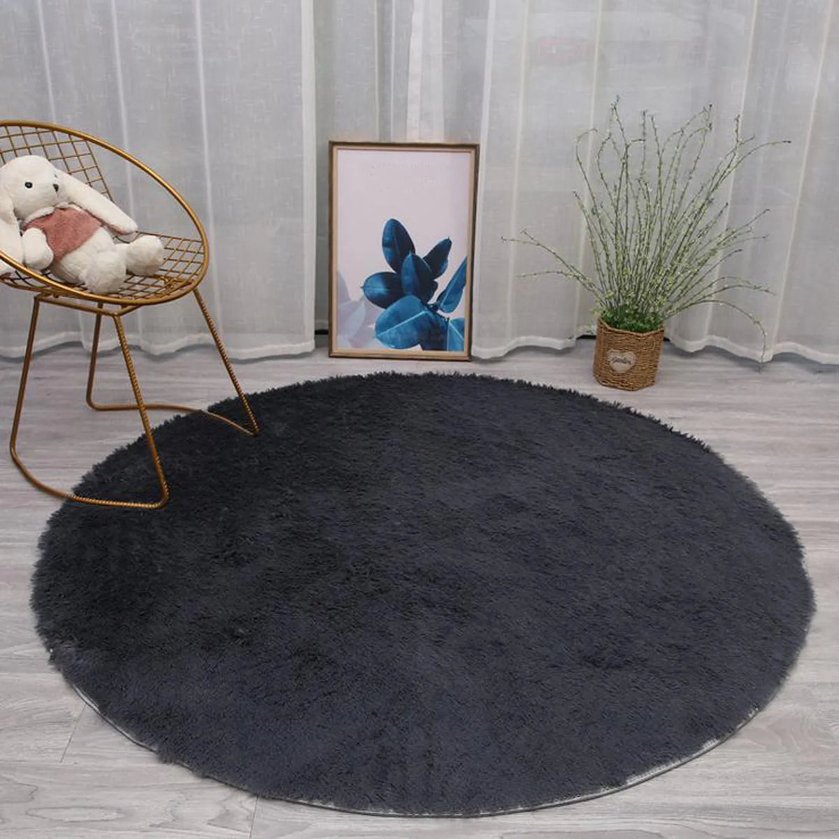 Faux Sheepskin Rug 40cm, Soft Shaggy Wool-Look Carpet Mat, Non-Slip Plush Floor Rug for Bedroom, Bedside, Living Room & Home Decor