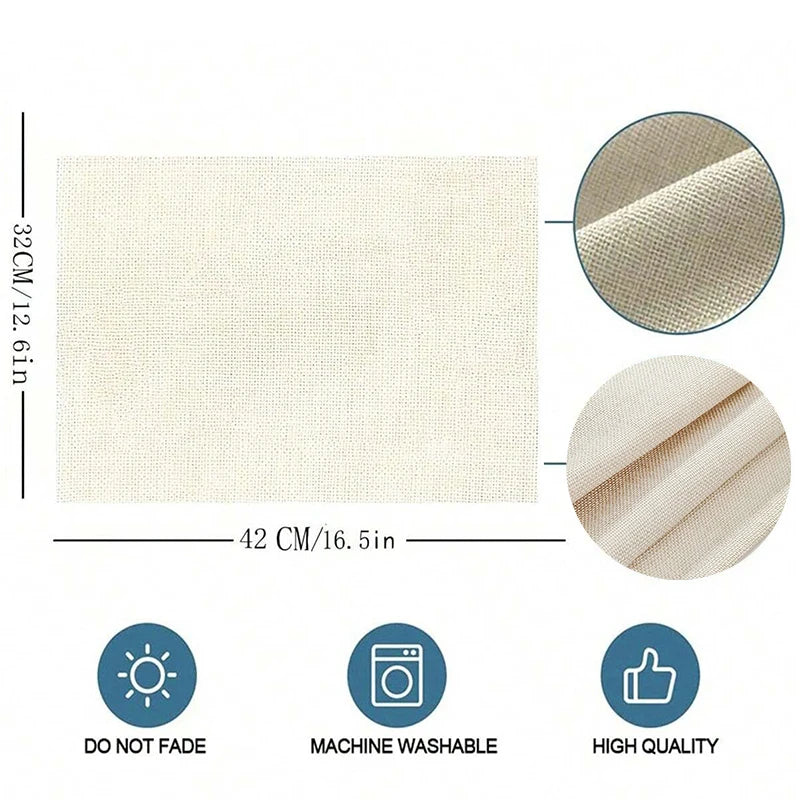 4/6/8pc Cute Cartoon Cat Linen Placemats Kawaii Kitten Paw Prints Dining Table Mats Washable Kitchen Place Mats For Kids