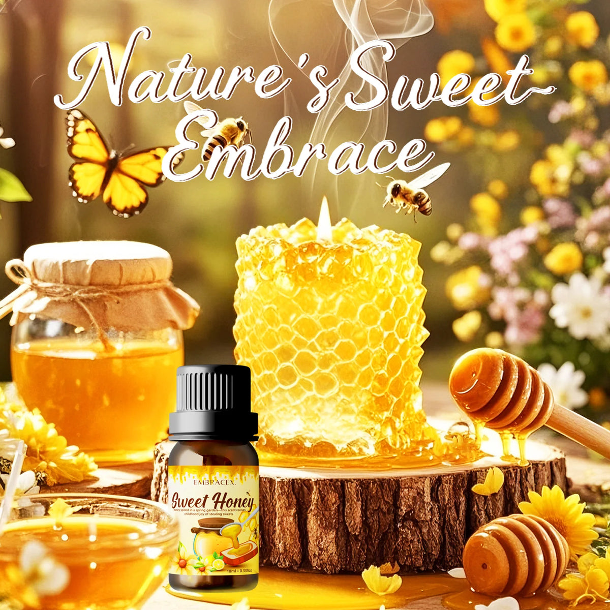 Honey Fragrance Oil 10ml, Long-Lasting Aroma Oil for Diffusers, Humidifiers, Oil Burners & DIY Candles, Home, Car & Holiday Gift