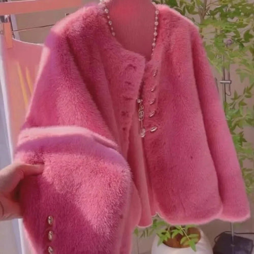 Yellow High Fashion Faux Mink Jacket Women's Winter New Style Luxury