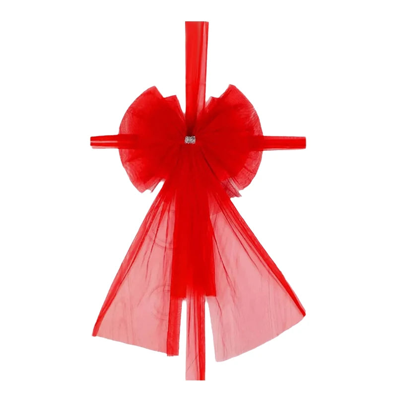 Christmas Door Bow Garland with Red Extra Large Bow & Mesh Ribbon, 60×80cm Holiday Front Door Decoration with Acrylic Diamond Details for Wedding, Party & New Year Decor