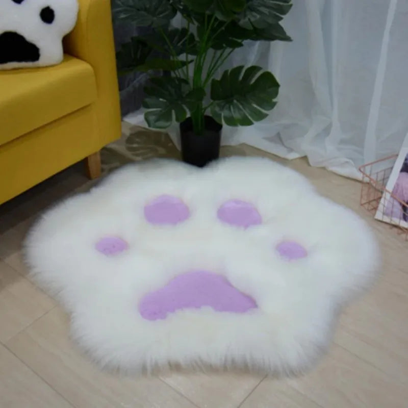 Cat Paw Rug 60–90cm, Soft Plush Polyester Carpet with Anti-Slip PVC Backing, Cute Animal Floor Mat for Living Room, Bedroom & Home Decor