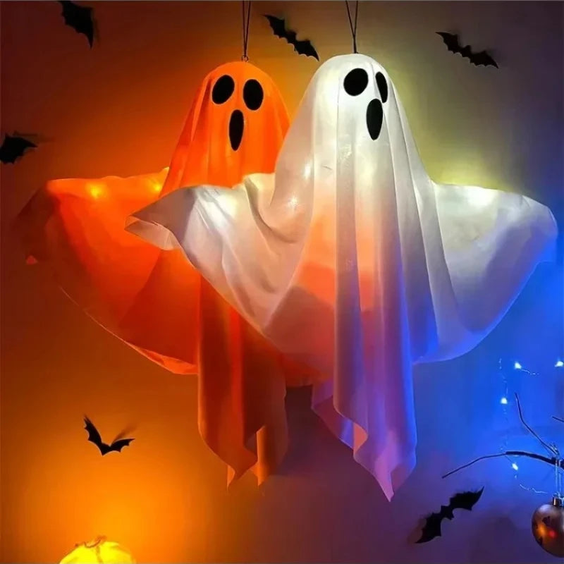 New LED Glow Ghost Party Halloween Decoration for Home Indoor Outdoor Haunted House Bar Hanging Horror Props with Lights