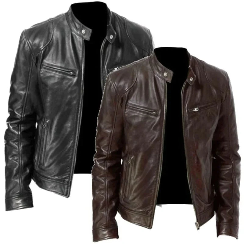 Men's Leather Jacket Bomber Motorcycle Biker Pu Leather Casual Loose