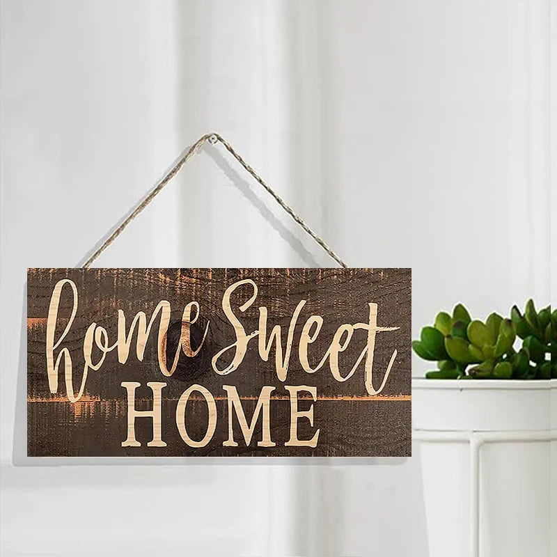 Rustic “Home Sweet Home” Wooden Wall Hanging Sign, Vintage Wood Art Plaque for Living Room, Front Door, Entryway & Home Decor, Decorative Door Sign