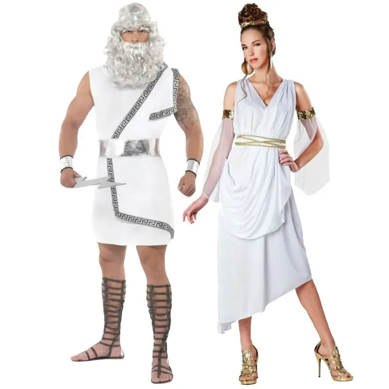 Halloween Ancient Greek Mythology Olympus Zeus Hera Costume Toga God Goddess Outfit Cosplay Ancient Egypt Cleopatra Costume