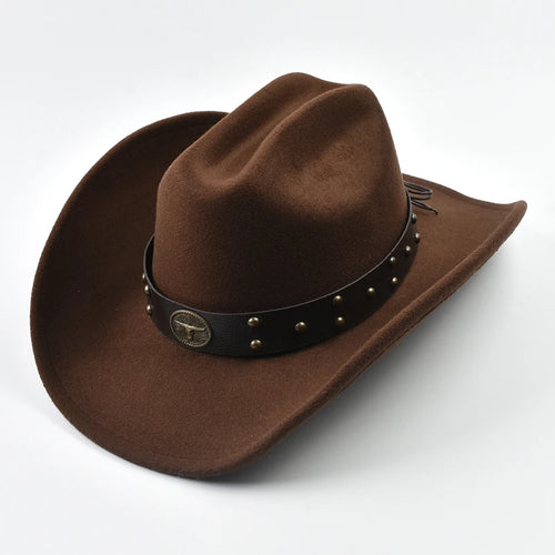 Men Women Vintage Big-edge Western Cowboy Hat  Gentleman Cowgirl Jazz