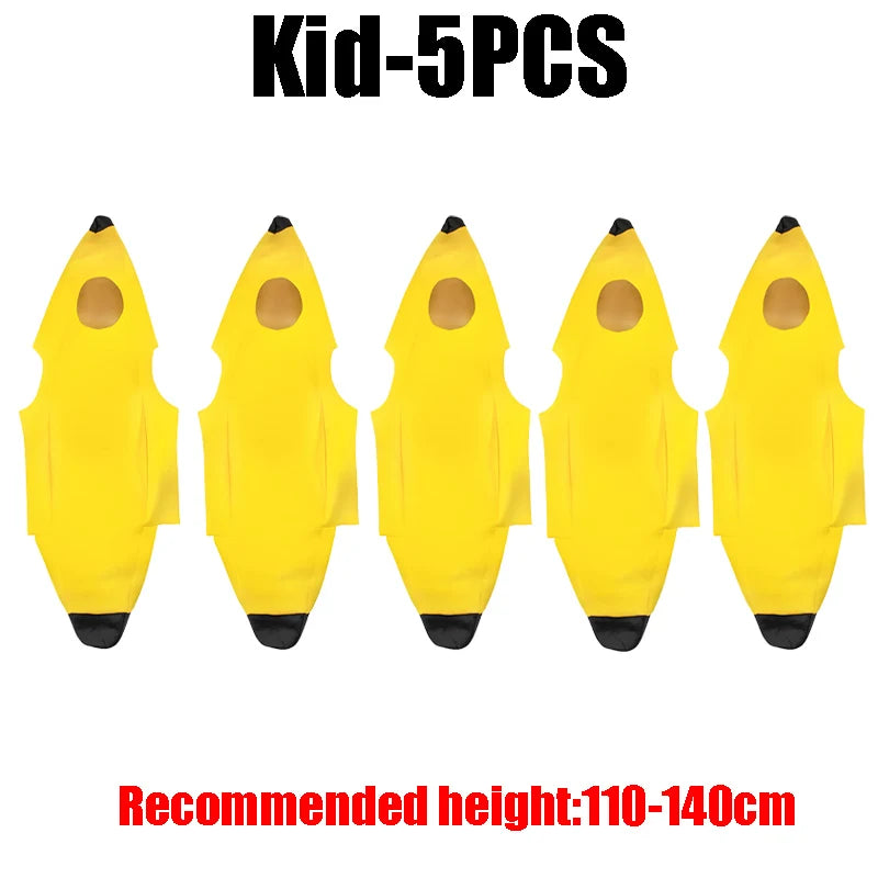 Banana Halloween Costume for Adults Kids Funny Fruit Stage Outfit Carnival Party Performance Wear Comedy Costume Set