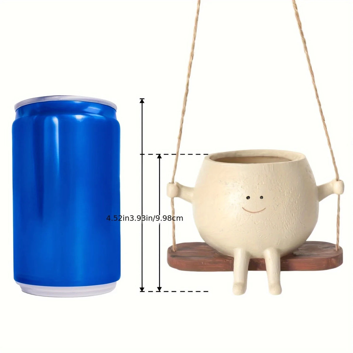 Hanging Resin Planter Pot, Rustic Smiling Face Succulent Plant Holder with Swing Base, Round Vintage Decorative Planter for Indoor & Outdoor Garden, Home & Patio Decor