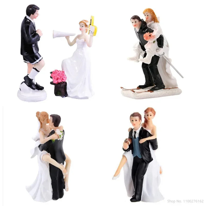 Funny Bride & Groom Wedding Cake Topper – Romantic Resin Couple Figurine Decoration, 8–15cm, Customizable