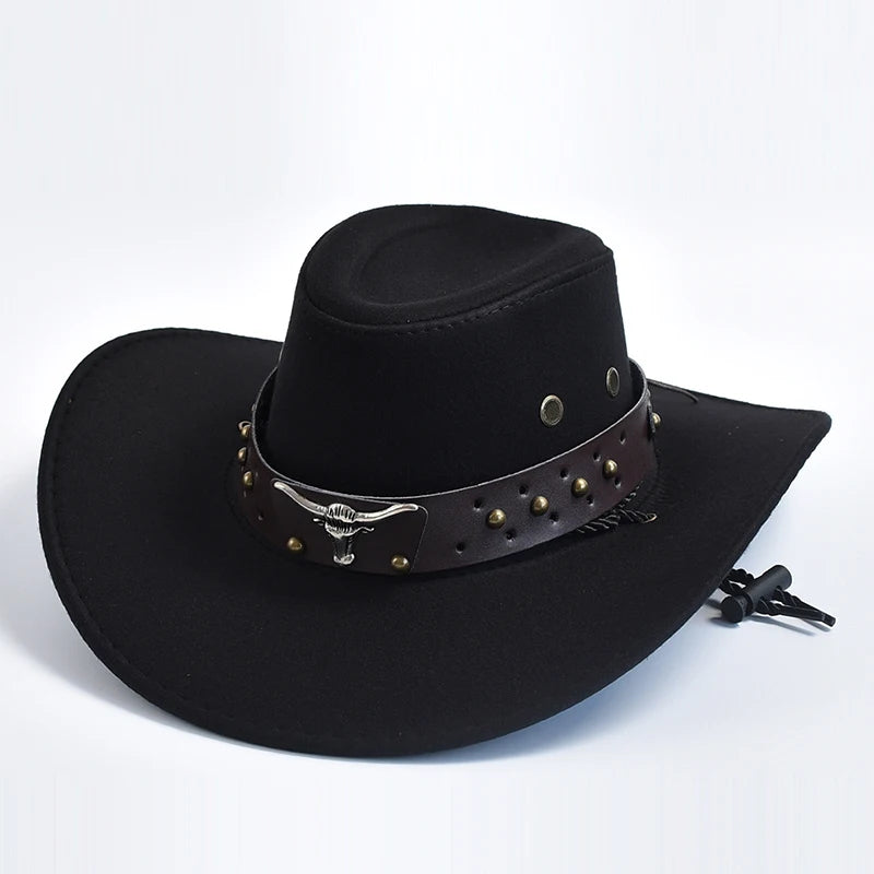 New Artificial Suede Western Cowboy Hats Vintage Big-edge Gentleman