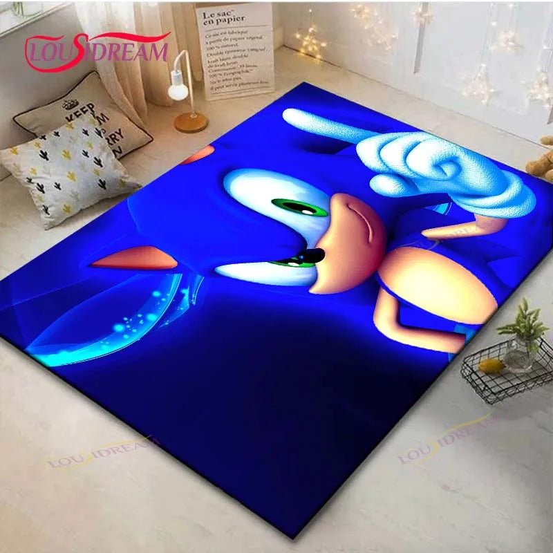 3D Cartoon Area Rug, Printed Polyester Crystal Velvet Carpet with Non-Slip Backing, Cute Kids Bedroom & Living Room Mat for Playroom, Nursery, Home & Decor
